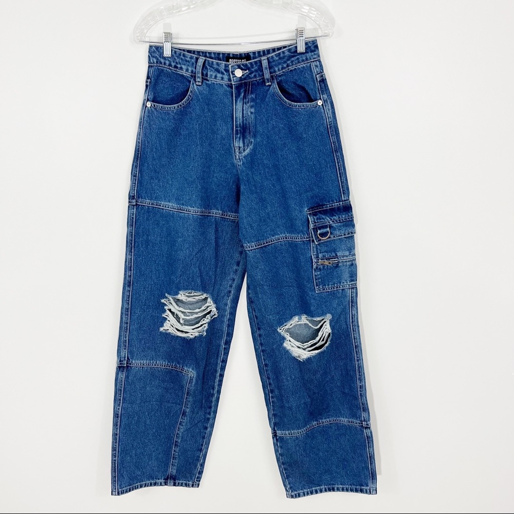 Dolls Kill Postergrl Wide Leg Distressed Jeans Small